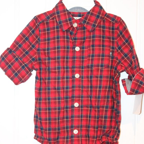 3/$25 🏷 Carters Plaid Onesie Size 12m - Picture 2 of 3